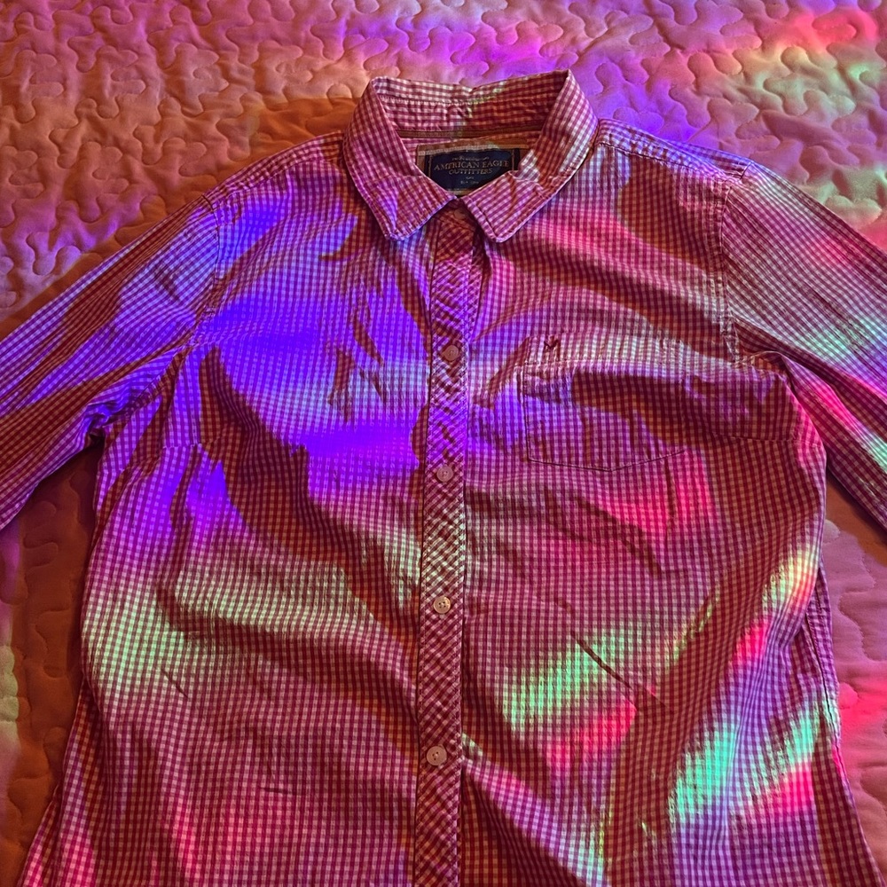 Pink button up shirt